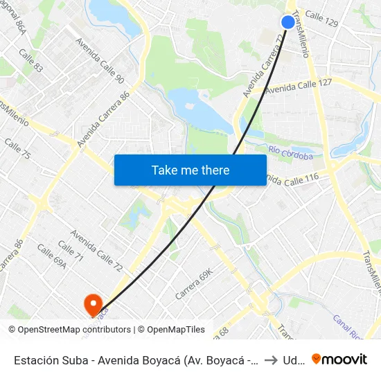 Estación Suba - Avenida Boyacá (Av. Boyacá - Cl 128b) to Udca map