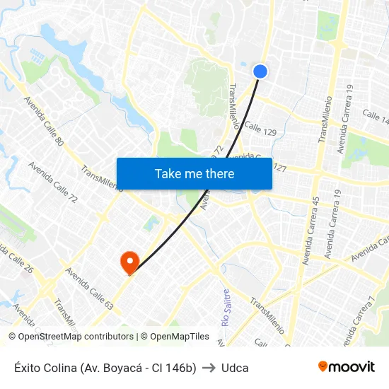 Éxito Colina (Av. Boyacá - Cl 146b) to Udca map
