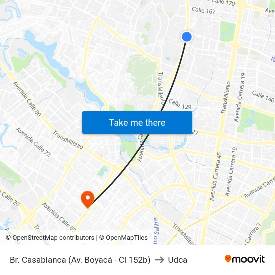 Br. Casablanca (Av. Boyacá - Cl 152b) to Udca map