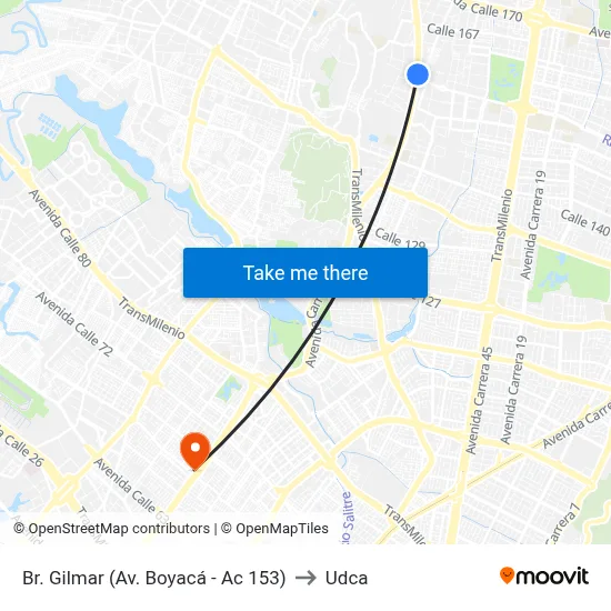 Br. Gilmar (Av. Boyacá - Ac 153) to Udca map