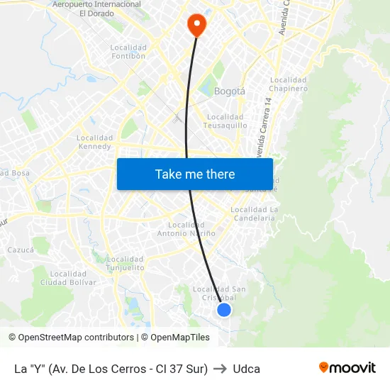 La "Y" (Av. De Los Cerros - Cl 37 Sur) to Udca map