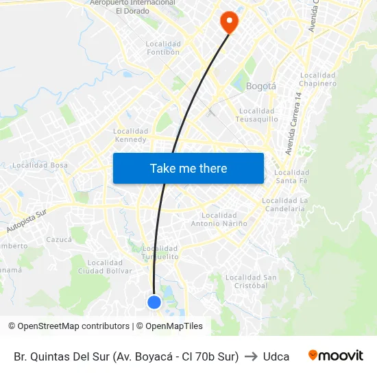 Br. Quintas Del Sur (Av. Boyacá - Cl 70b Sur) to Udca map