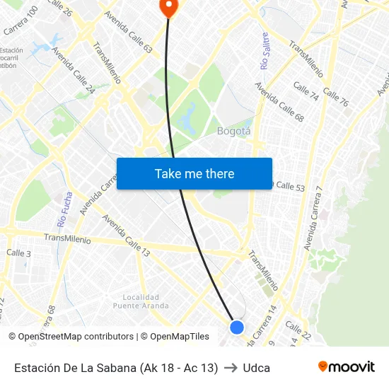 Estación De La Sabana (Ak 18 - Ac 13) to Udca map