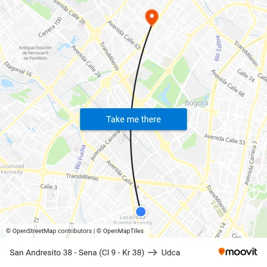 San Andresito 38 - Sena (Cl 9 - Kr 38) to Udca map