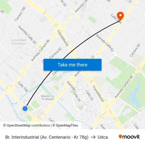 Br. Interindustrial (Av. Centenario - Kr 78g) to Udca map