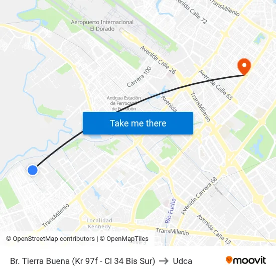 Br. Tierra Buena (Kr 97f - Cl 34 Bis Sur) to Udca map