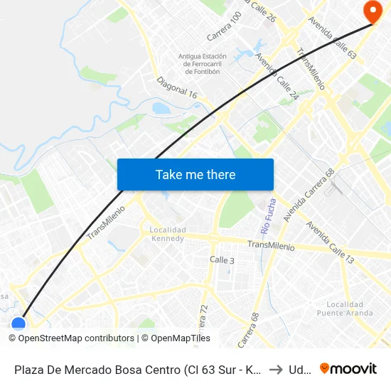 Plaza De Mercado Bosa Centro (Cl 63 Sur - Kr 80h) to Udca map