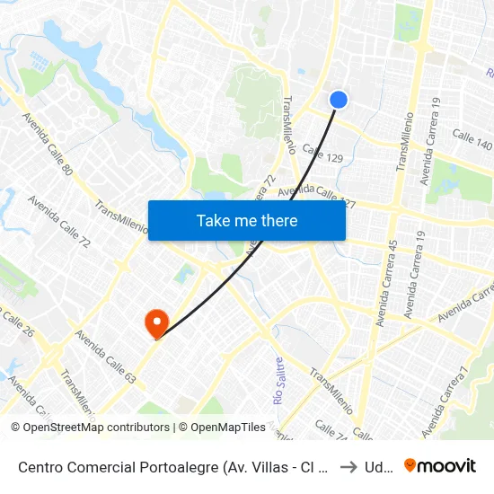 Centro Comercial Portoalegre (Av. Villas - Cl 137b) to Udca map