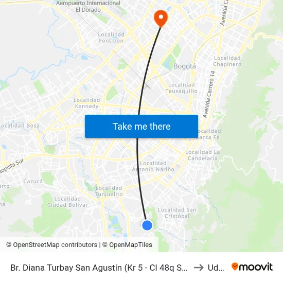 Br. Diana Turbay San Agustín (Kr 5 - Cl 48q Sur) to Udca map