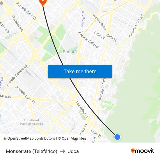 Monserrate (Teleférico) to Udca map
