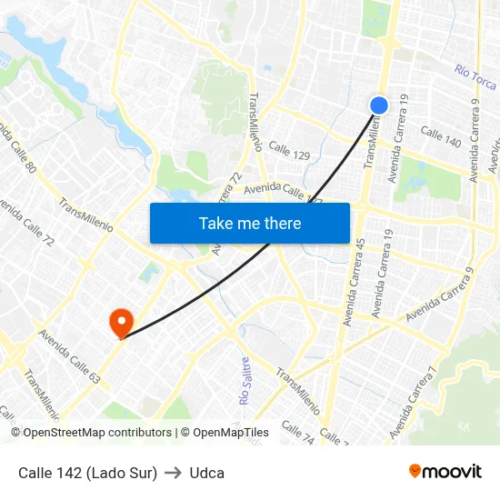 Calle 142 (Lado Sur) to Udca map
