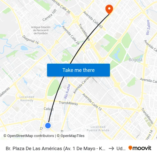 Br. Plaza De Las Américas (Av. 1 De Mayo - Kr 69c) (E) to Udca map