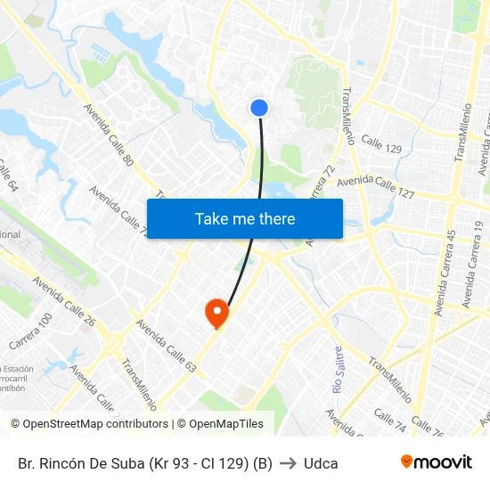 Br. Rincón De Suba (Kr 93 - Cl 129) (B) to Udca map