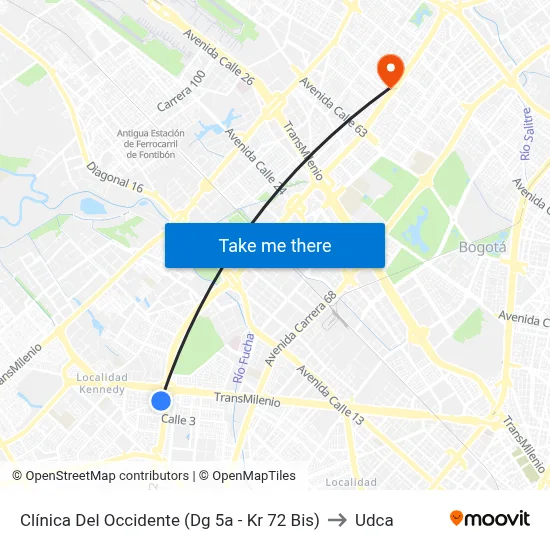 Clínica Del Occidente (Dg 5a - Kr 72 Bis) to Udca map