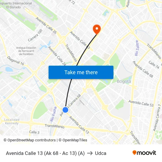 Avenida Calle 13 (Ak 68 - Ac 13) (A) to Udca map