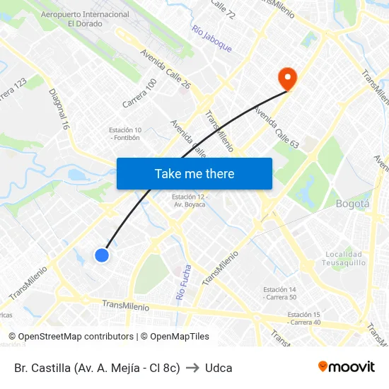Br. Castilla (Av. A. Mejía - Cl 8c) to Udca map