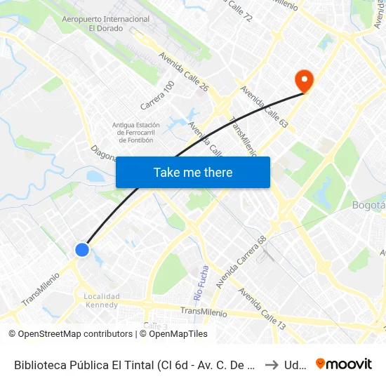 Biblioteca Pública El Tintal (Cl 6d - Av. C. De Cali) to Udca map