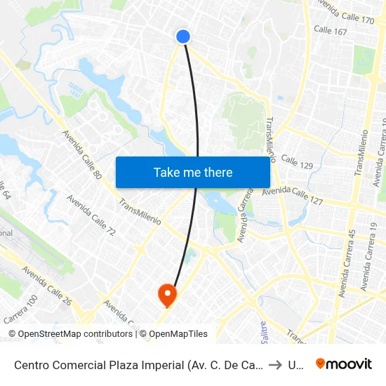 Centro Comercial Plaza Imperial (Av. C. De Cali - Av. Suba) to Udca map