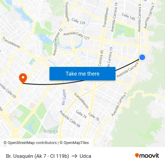 Br. Usaquén (Ak 7 - Cl 119b) to Udca map