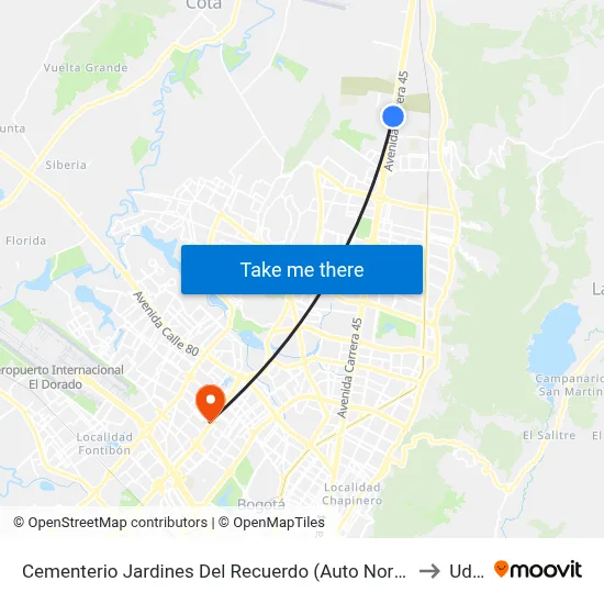 Cementerio Jardines Del Recuerdo (Auto Norte - Cl 197) to Udca map