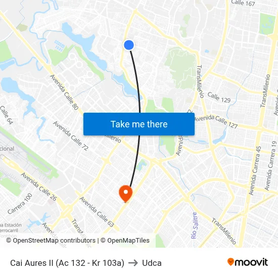 Cai Aures II (Ac 132 - Kr 103a) to Udca map