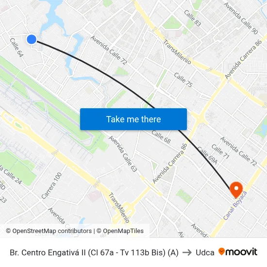 Br. Centro Engativá II (Cl 67a - Tv 113b Bis) (A) to Udca map