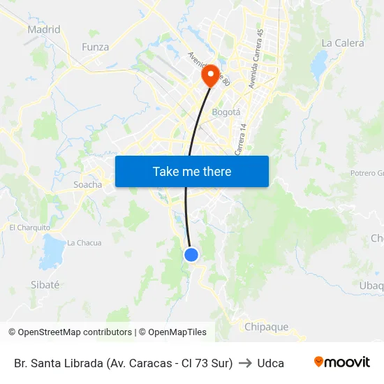 Br. Santa Librada (Av. Caracas - Cl 73 Sur) to Udca map