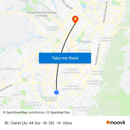 Br. Claret (Ac 44 Sur - Kr 26) to Udca map