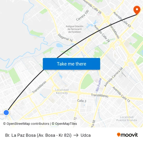 Br. La Paz Bosa (Av. Bosa - Kr 82i) to Udca map