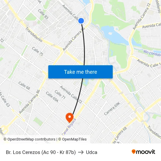 Br. Los Cerezos (Ac 90 - Kr 87b) to Udca map