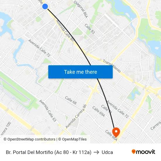 Br. Portal Del Mortiño (Ac 80 - Kr 112a) to Udca map