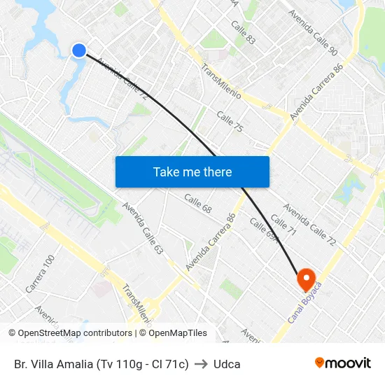 Br. Villa Amalia (Tv 110g - Cl 71c) to Udca map