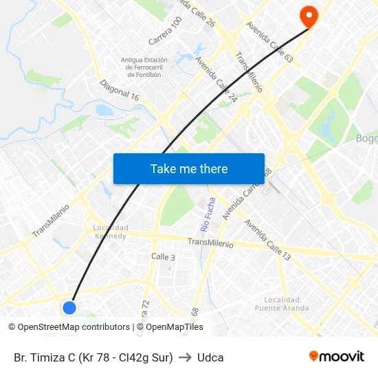 Br. Timiza C (Kr 78 - Cl42g Sur) to Udca map