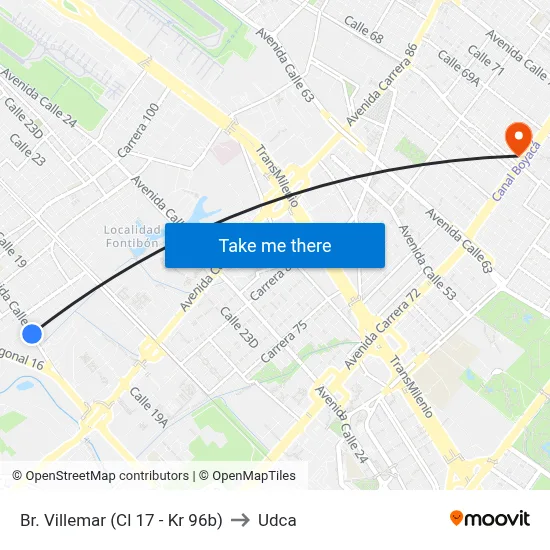 Br. Villemar (Cl 17 - Kr 96b) to Udca map