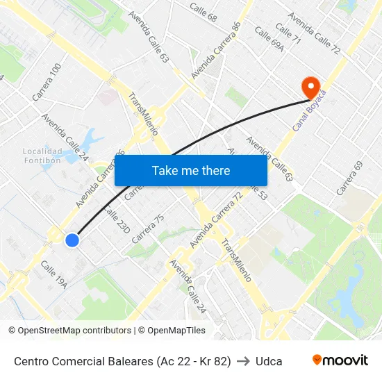 Centro Comercial Baleares (Ac 22 - Kr 82) to Udca map