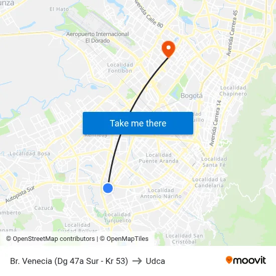 Br. Venecia (Dg 47a Sur - Kr 53) to Udca map