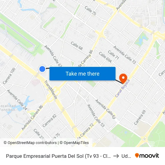 Parque Empresarial Puerta Del Sol (Tv 93 - Cl 51) to Udca map