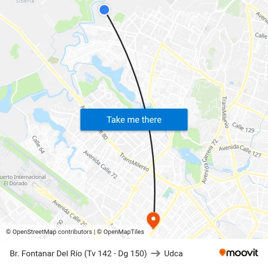 Br. Fontanar Del Río (Tv 142 - Dg 150) to Udca map
