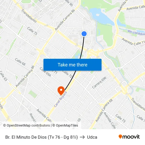 Br. El Minuto De Dios (Tv 76 - Dg 81i) to Udca map