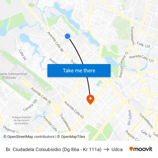 Br. Ciudadela Colsubsidio (Dg 86a - Kr 111a) to Udca map