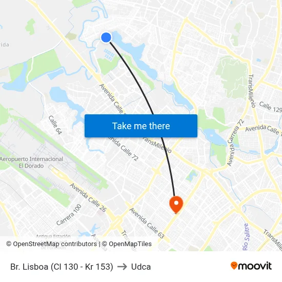 Br. Lisboa (Cl 130 - Kr 153) to Udca map