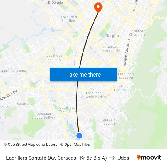 Ladrillera Santafé (Av. Caracas - Kr 5c Bis A) to Udca map