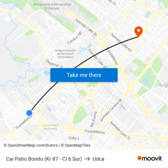 Cai Patio Bonito (Kr 87 - Cl 6 Sur) to Udca map