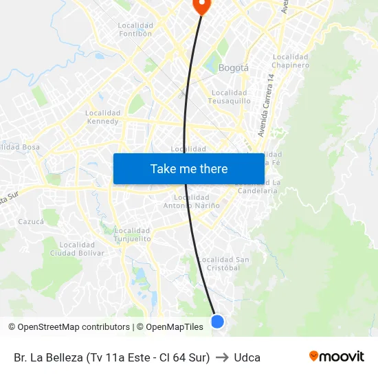 Br. La Belleza (Tv 11a Este - Cl 64 Sur) to Udca map