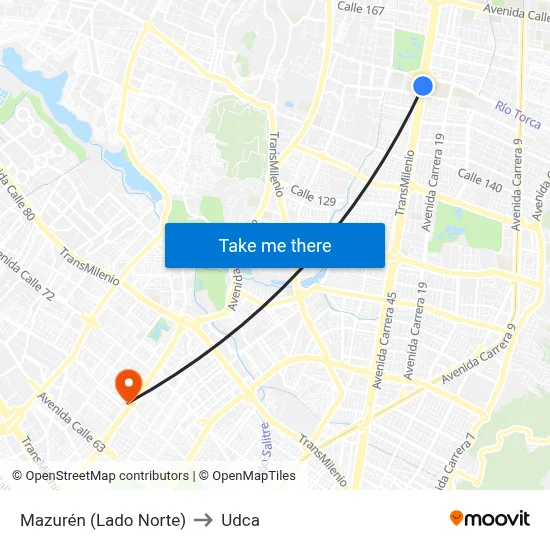 Mazurén (Lado Norte) to Udca map