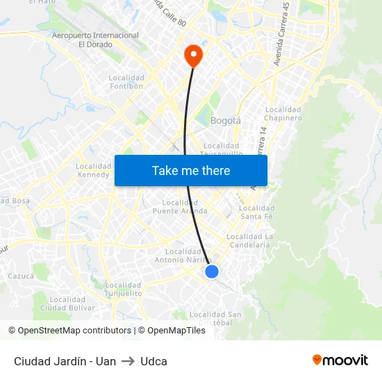 Ciudad Jardín - Uan to Udca map