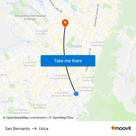 San Bernardo to Udca map