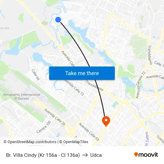 Br. Villa Cindy (Kr 156a - Cl 136a) to Udca map