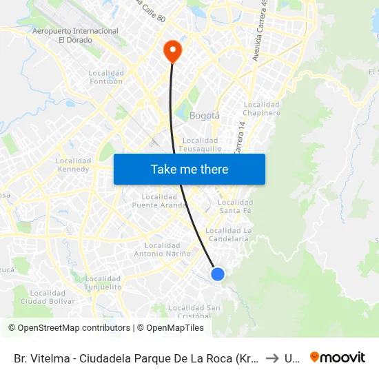Br. Vitelma - Ciudadela Parque De La Roca (Kr 8 Este - Cl 6f Sur) to Udca map