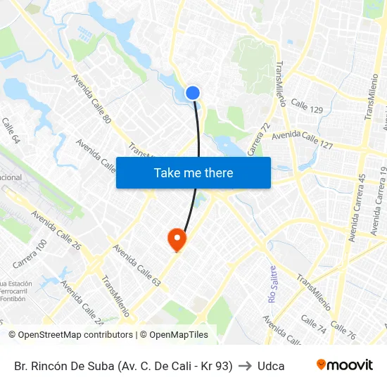 Br. Rincón De Suba (Av. C. De Cali - Kr 93) to Udca map